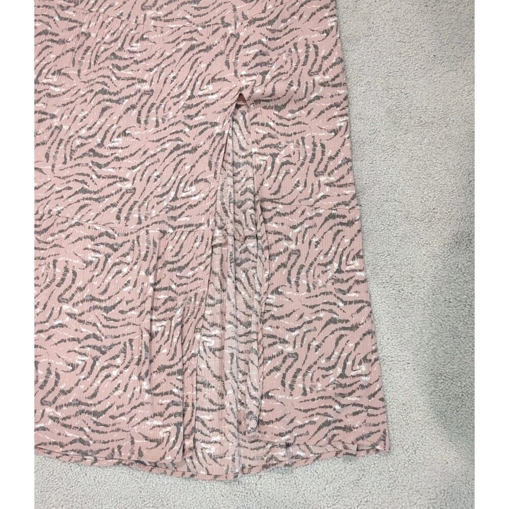 Nine West Womens L Tiered Pink Print Maxi Skirt Flowy Boho Festival High Slit - Picture 5 of 14